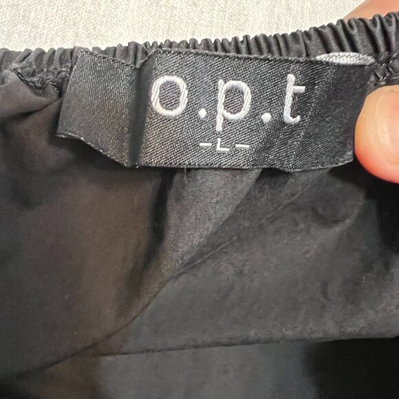 O.P.T. Black Cotton Puff Sleeve Midi Dress L Open Back Cottagecore Square Neck - Picture 4 of 9